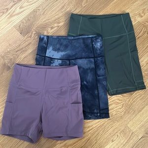 Maven Thread Biker Shorts Bundle Size Small 4” & 6” (Plum, Black Tie Dye, Olive)